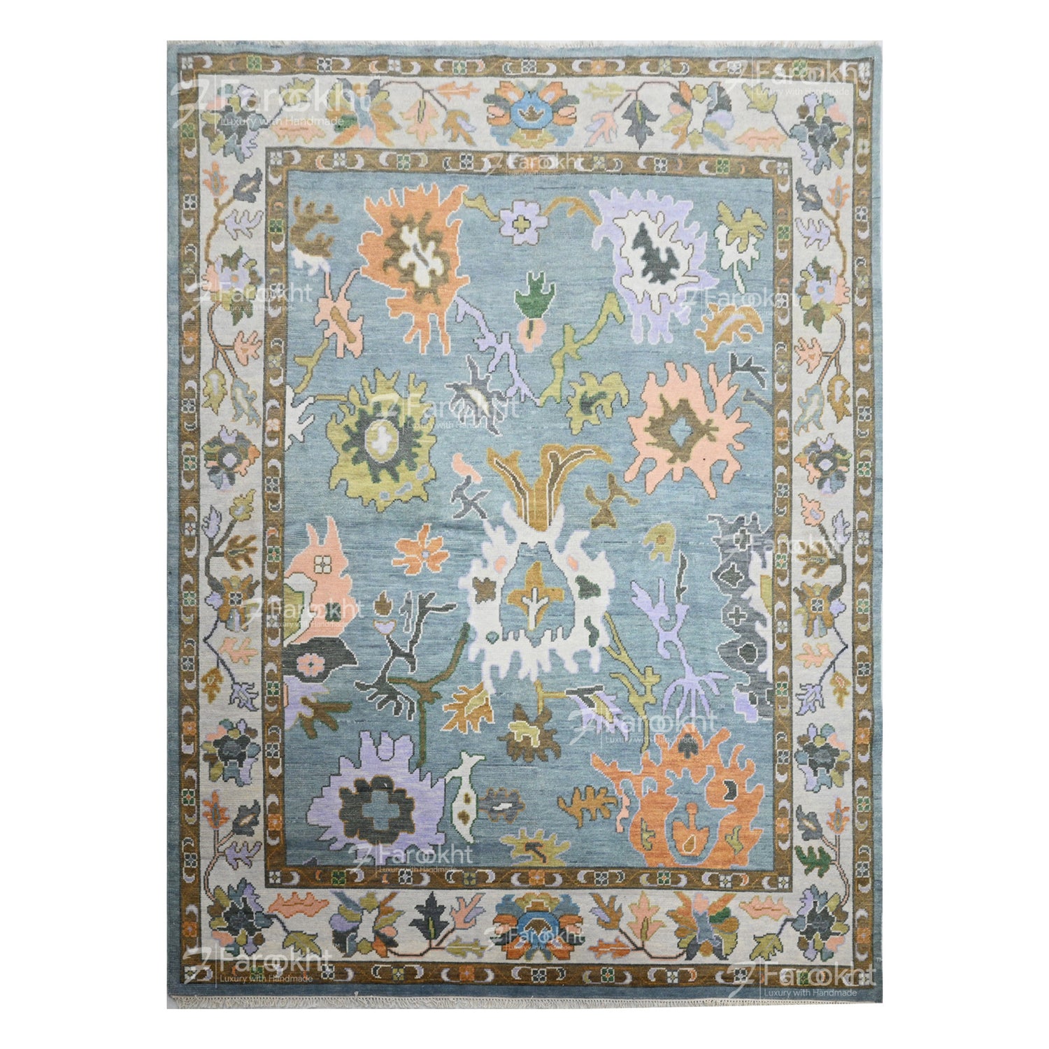 Hand Knotted Oushak Carpet and Rugs 034