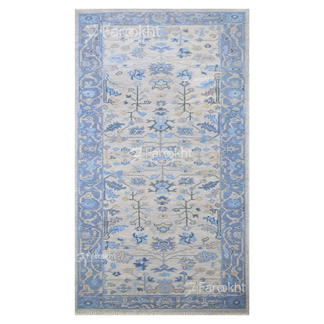 Decorative rug with floral pattern on a white background