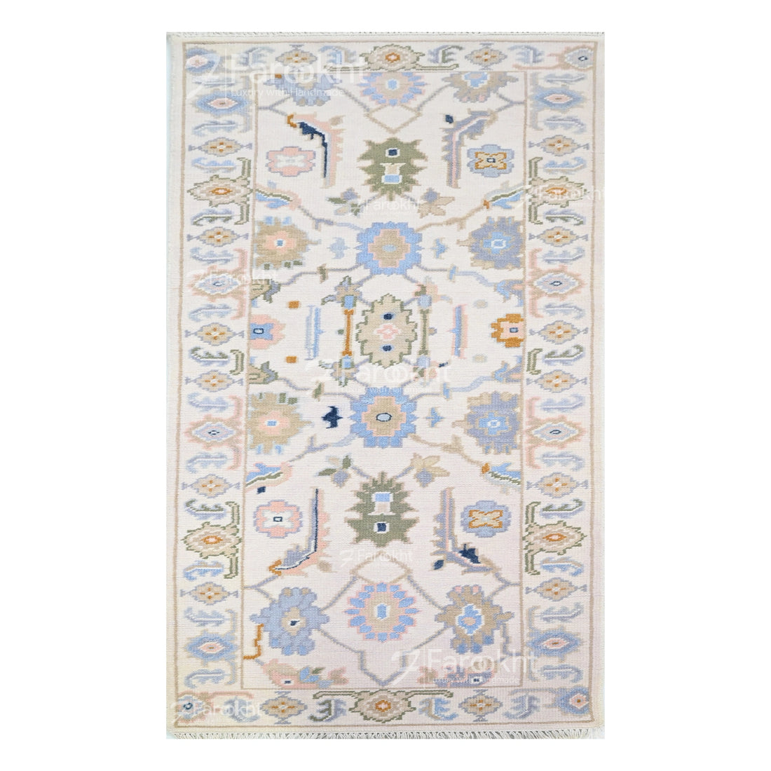 Decorative rug with floral pattern on a white background
