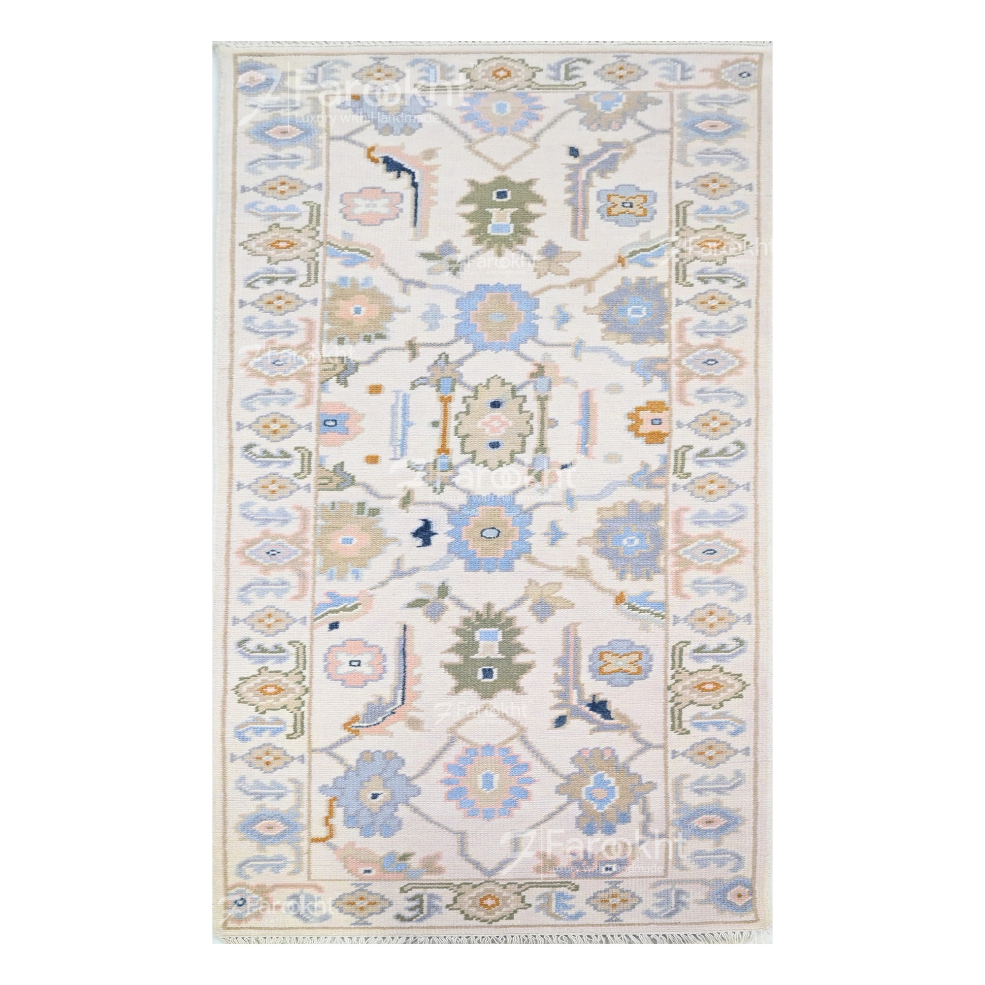 Decorative rug with floral pattern on a white background
