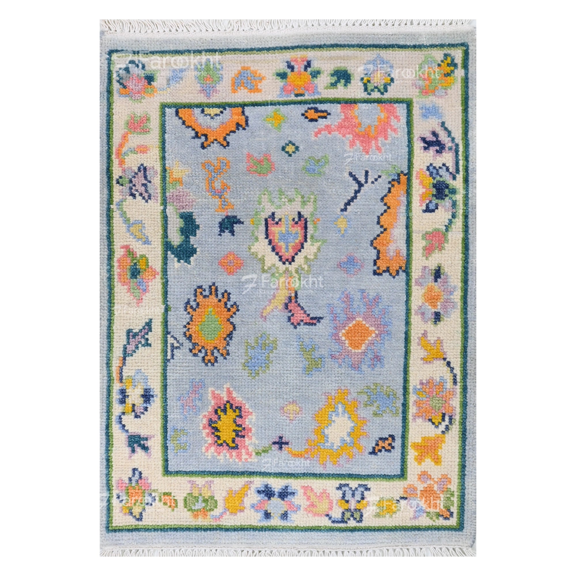 Hand Knotted Oushak Carpet and Rugs 011