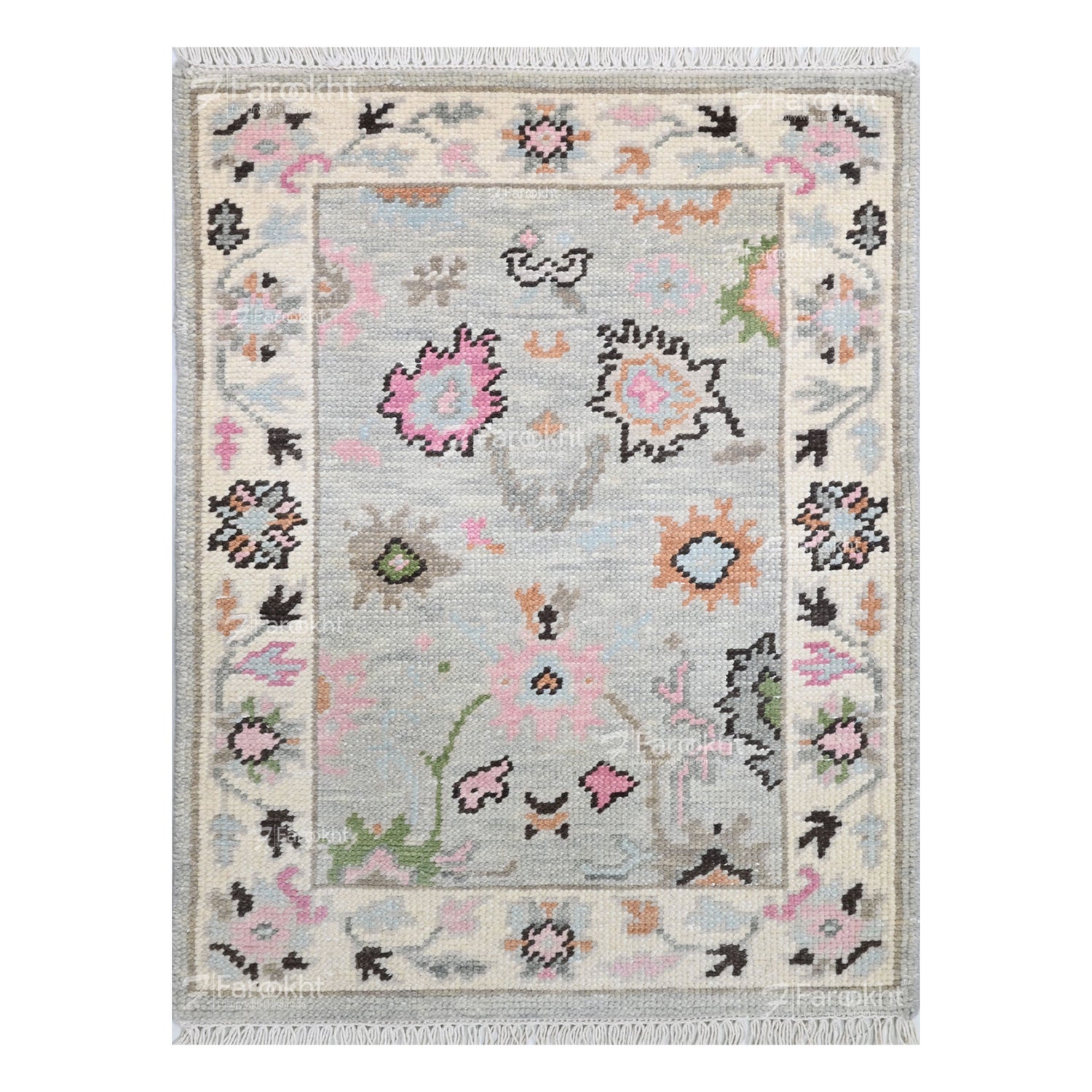 Hand Knotted Oushak Carpet and Rugs 025
