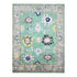 Decorative rug with floral patterns on a light green background