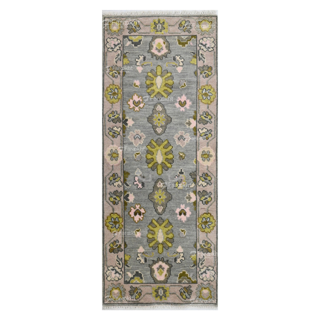 Floral patterned rug on a white background