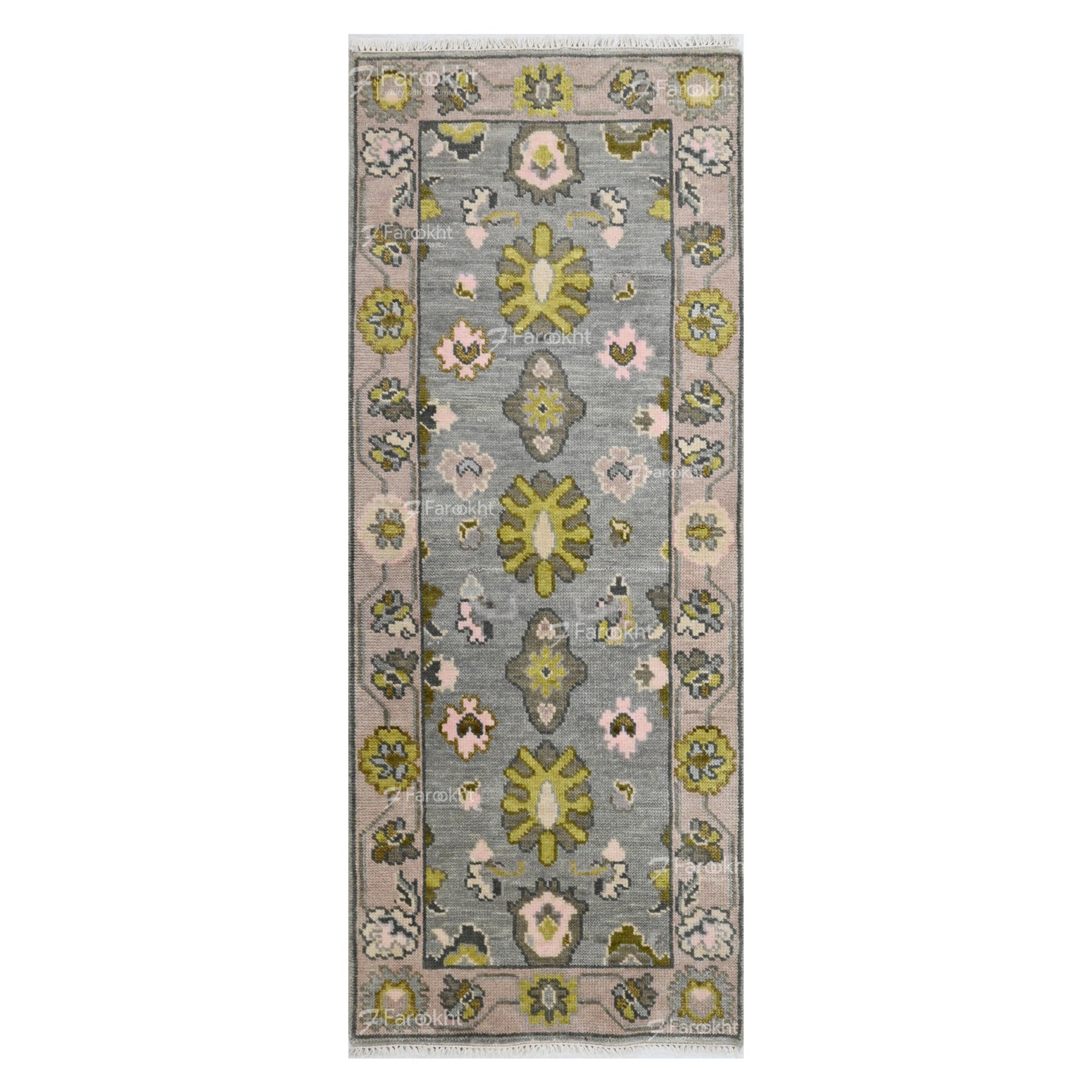 Floral patterned rug on a white background