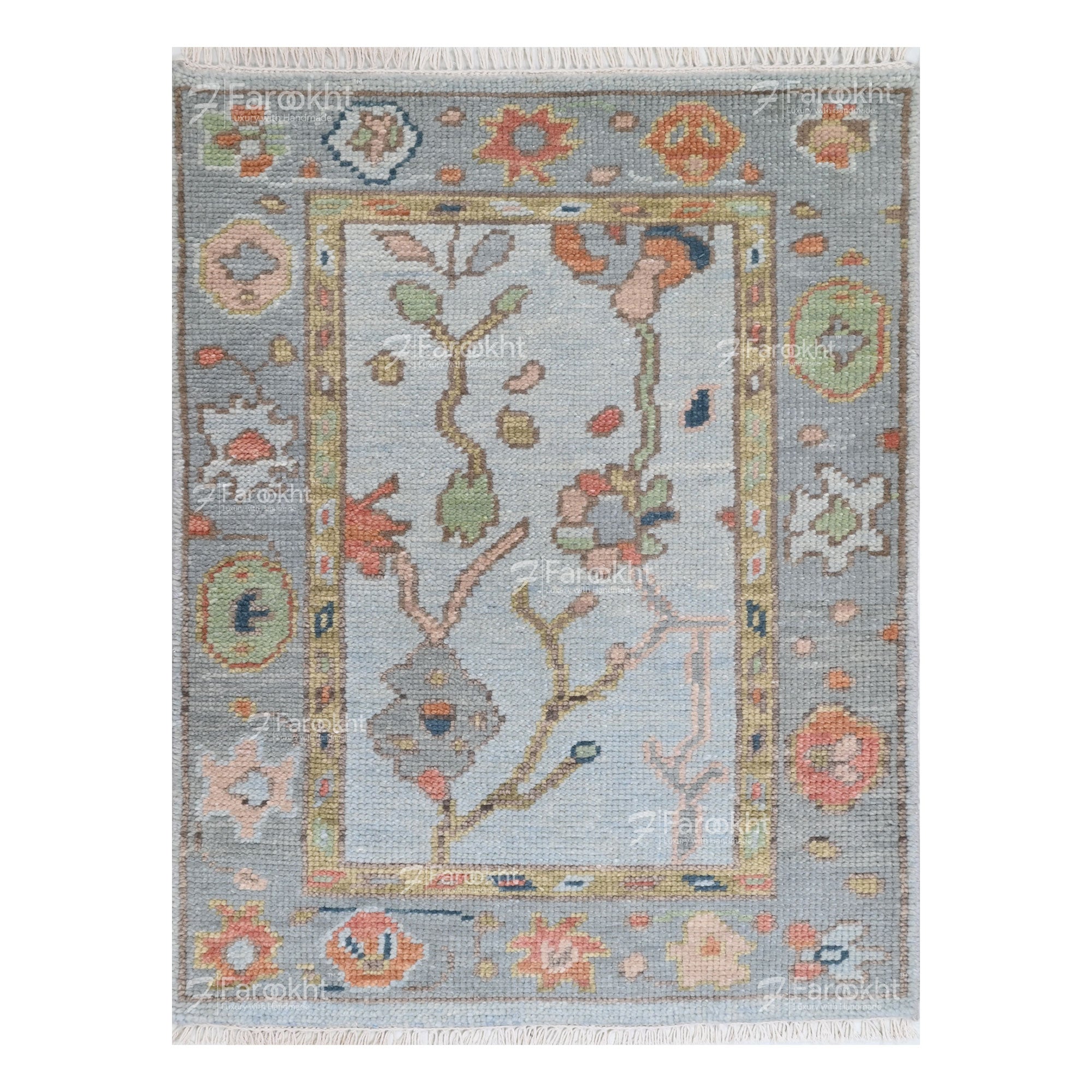 Hand Knotted Oushak Carpet and Rugs 028