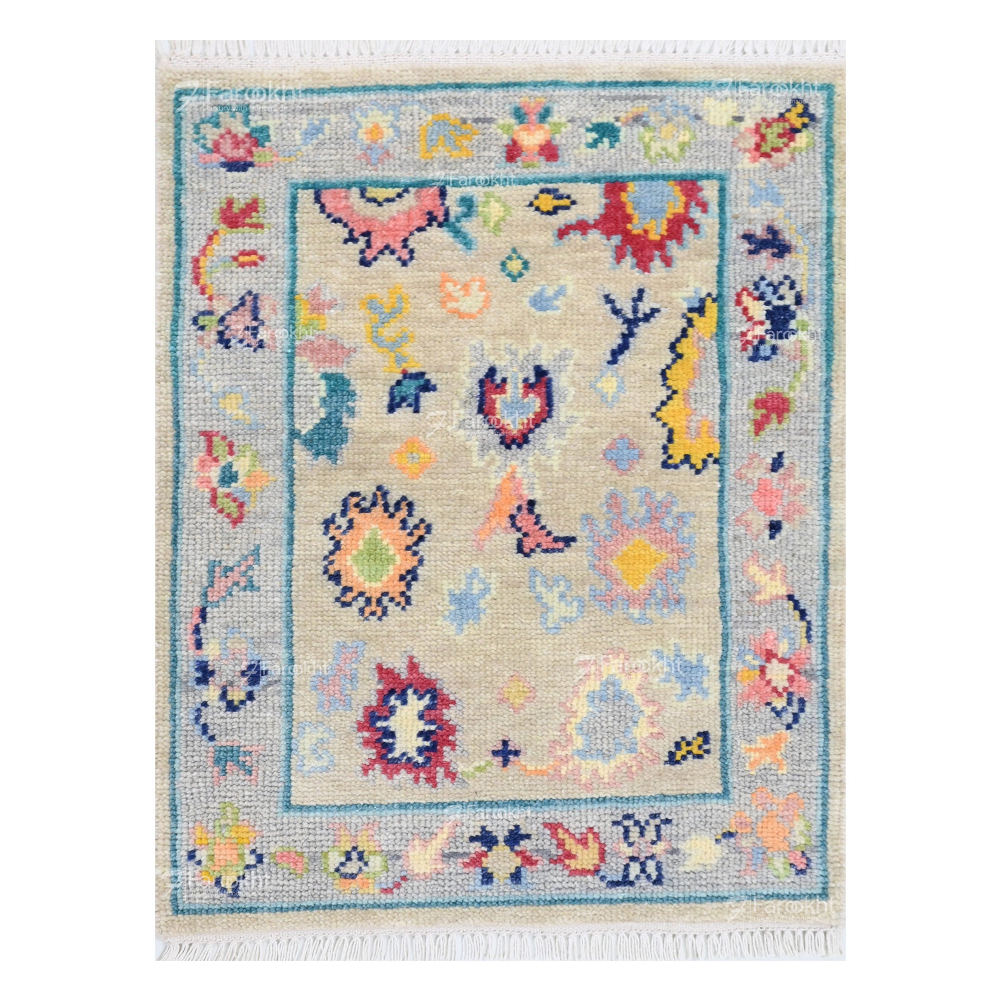 Hand Knotted Oushak Carpet and Rugs 022
