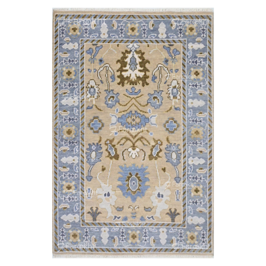 Hand Knotted Oushak Carpet and Rugs 035