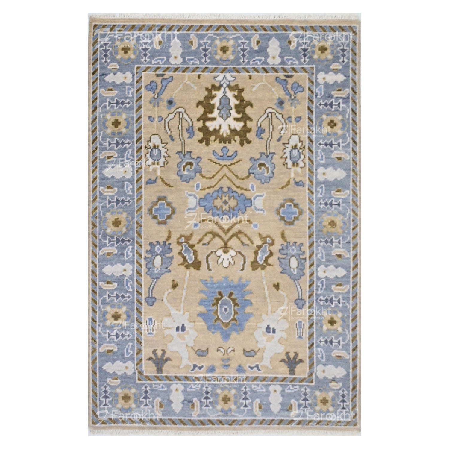 Hand Knotted Oushak Carpet and Rugs 035
