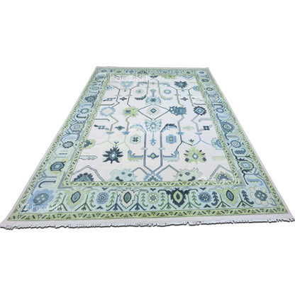 Green Hand Knotted Oushak Rugs and Carpets