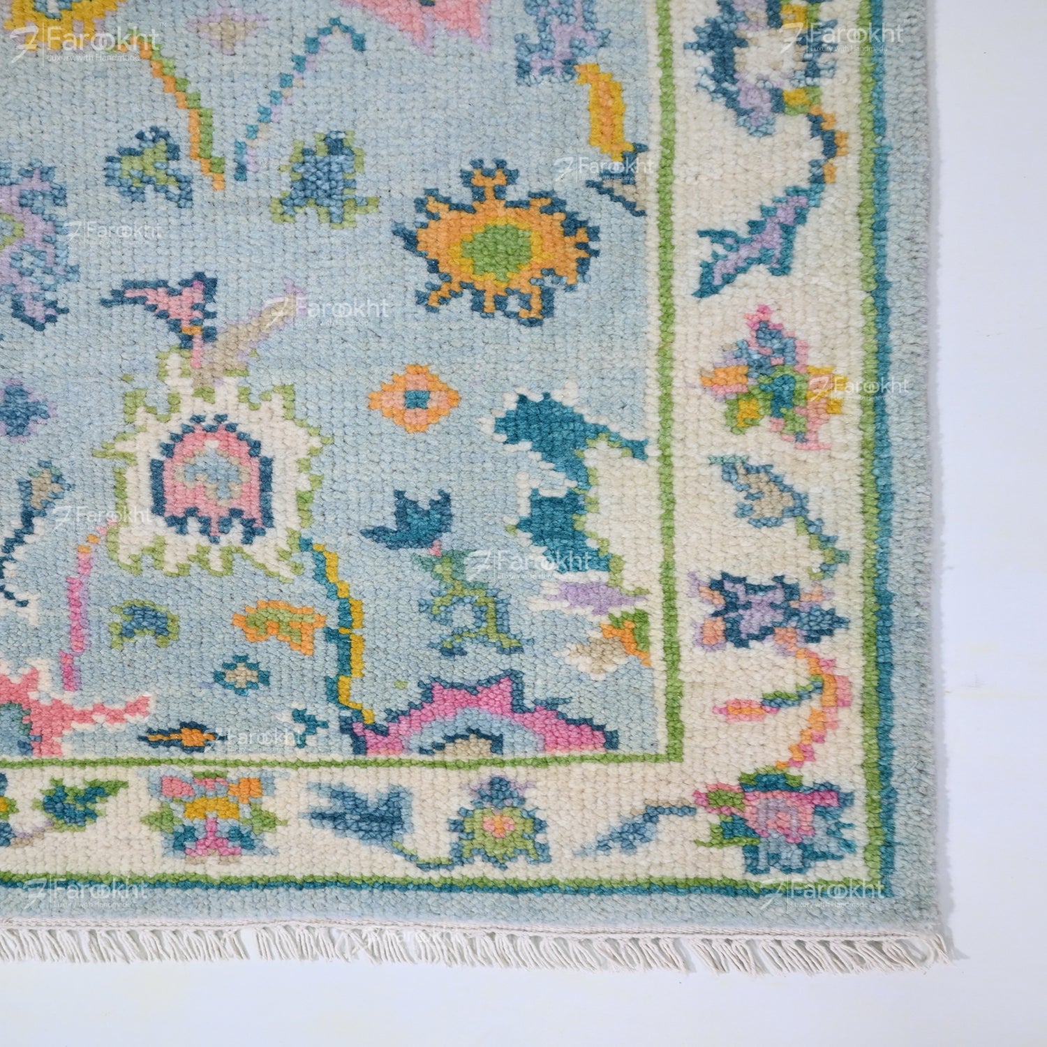 Hand Knotted Oushak Carpet and Rugs 015