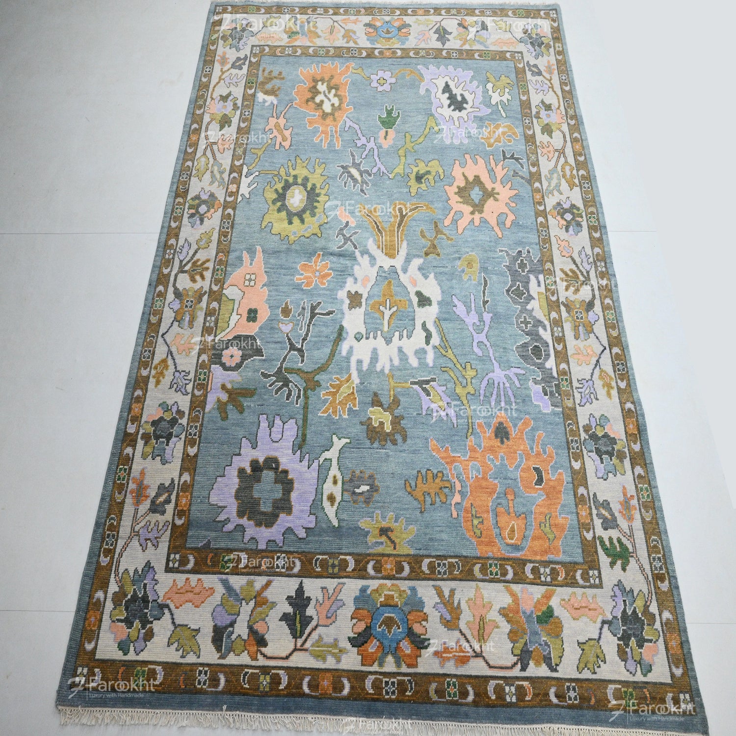 Hand Knotted Oushak Carpet and Rugs 034