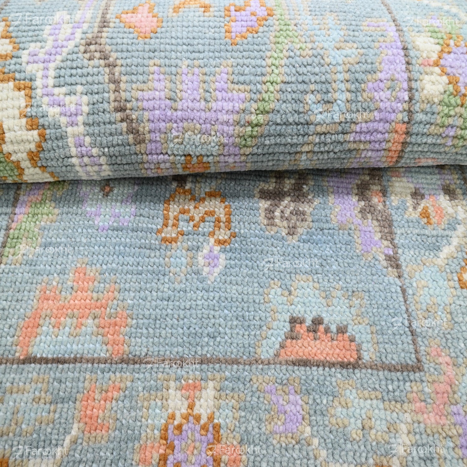 Hand Knotted Oushak Carpet and Rugs 020