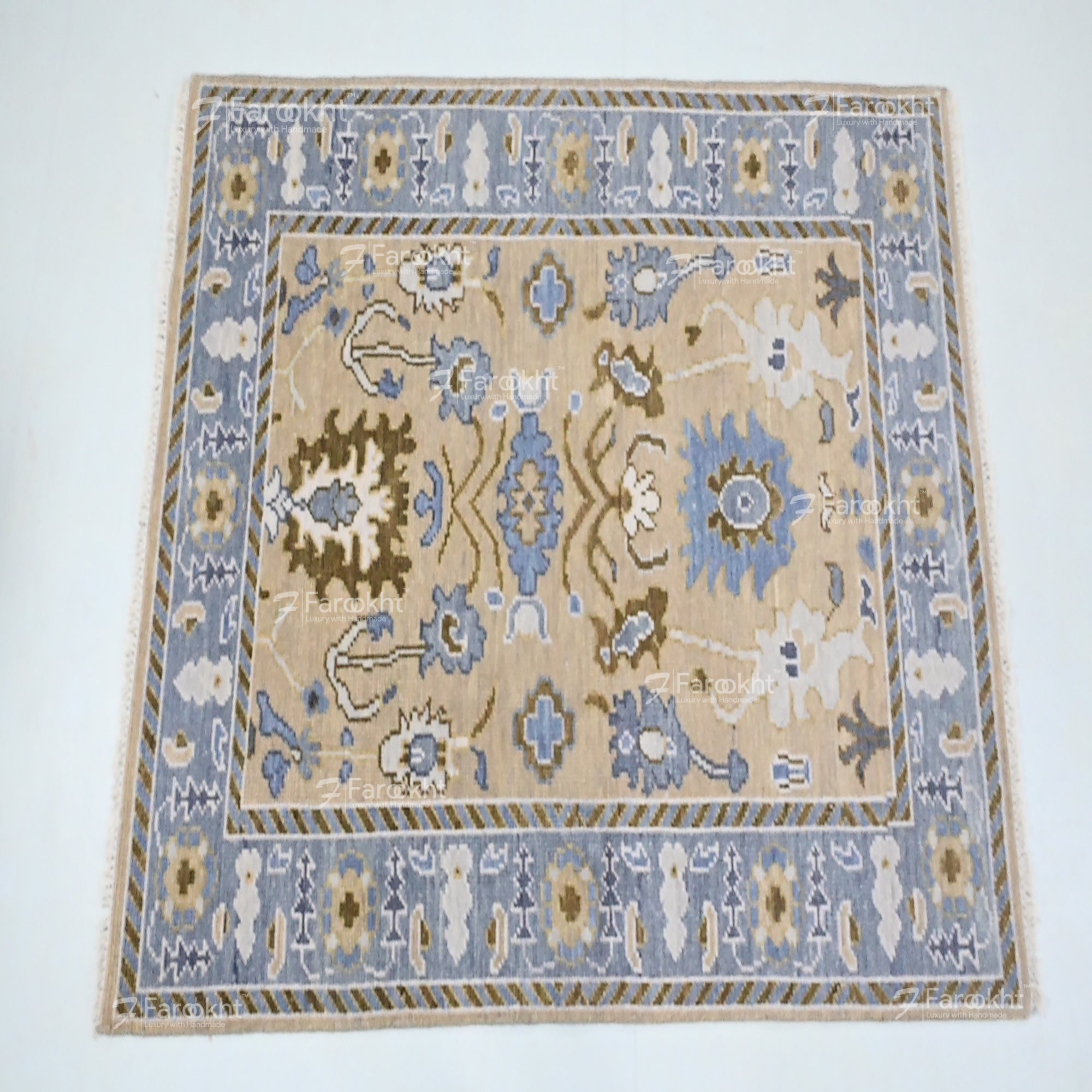 Hand Knotted Oushak Carpet and Rugs 035