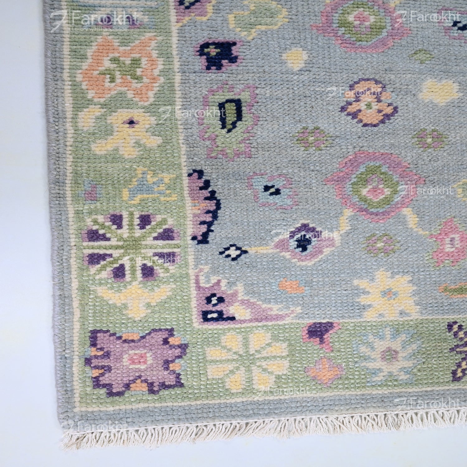 Hand Knotted Oushak Carpet and Rugs 021