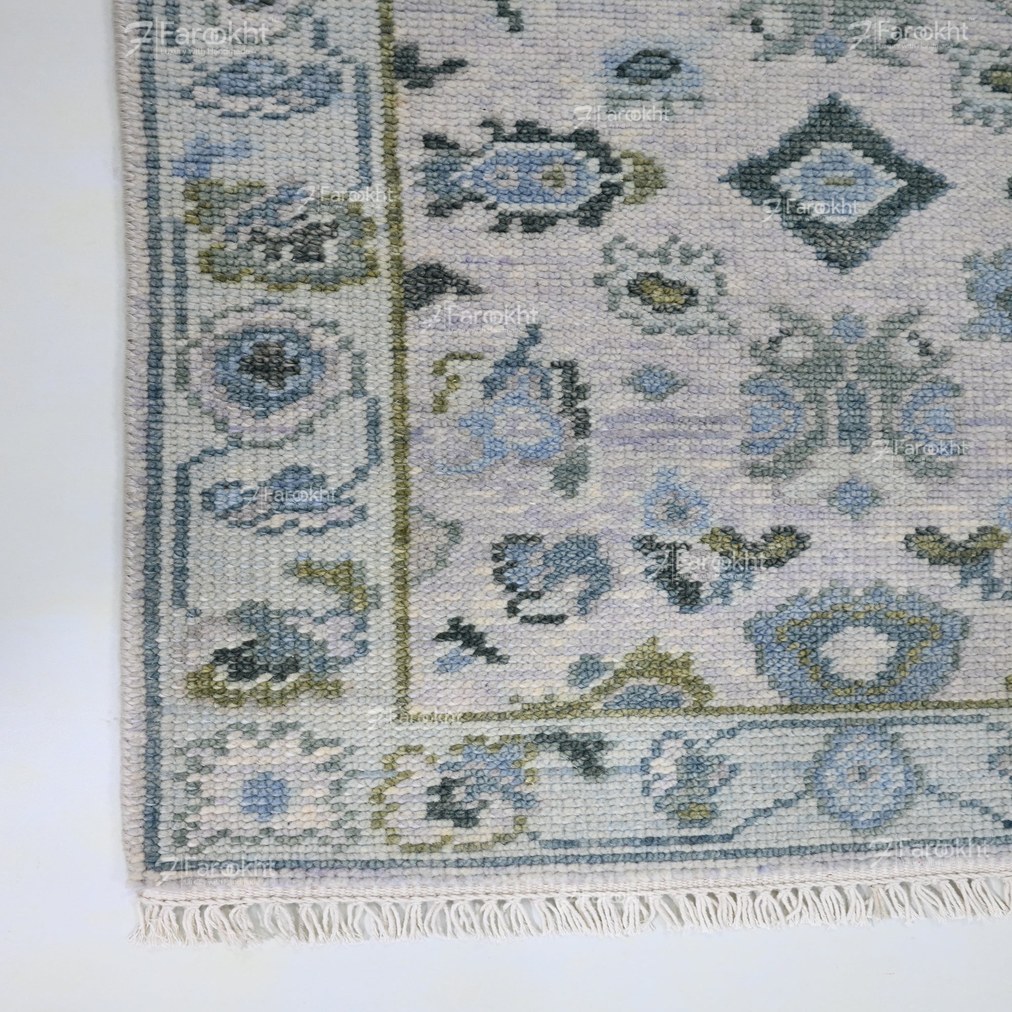 Hand Knotted Oushak Carpet and Rugs 016