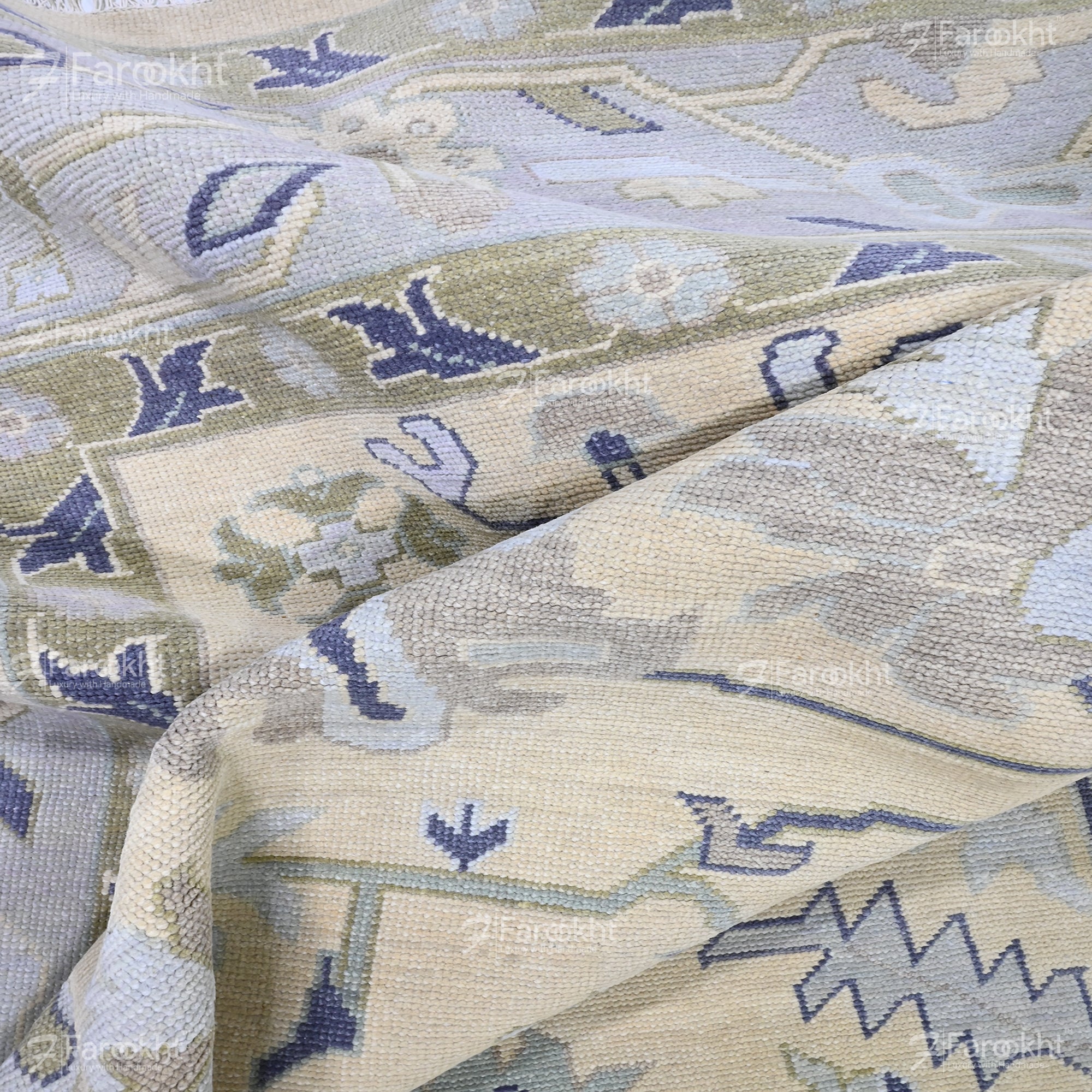 Hand Knotted Oushak Carpet and Rugs 031