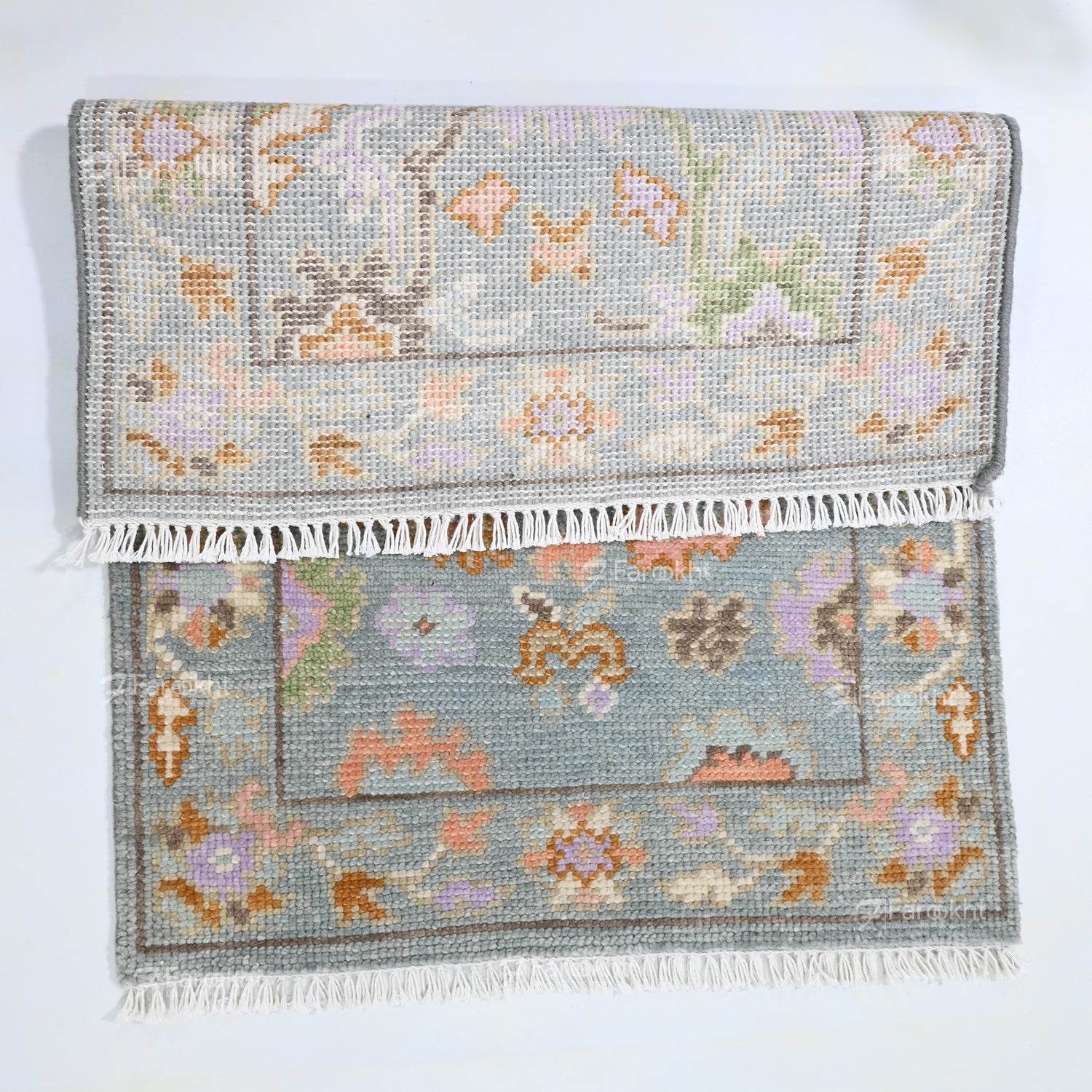 Hand Knotted Oushak Carpet and Rugs 020