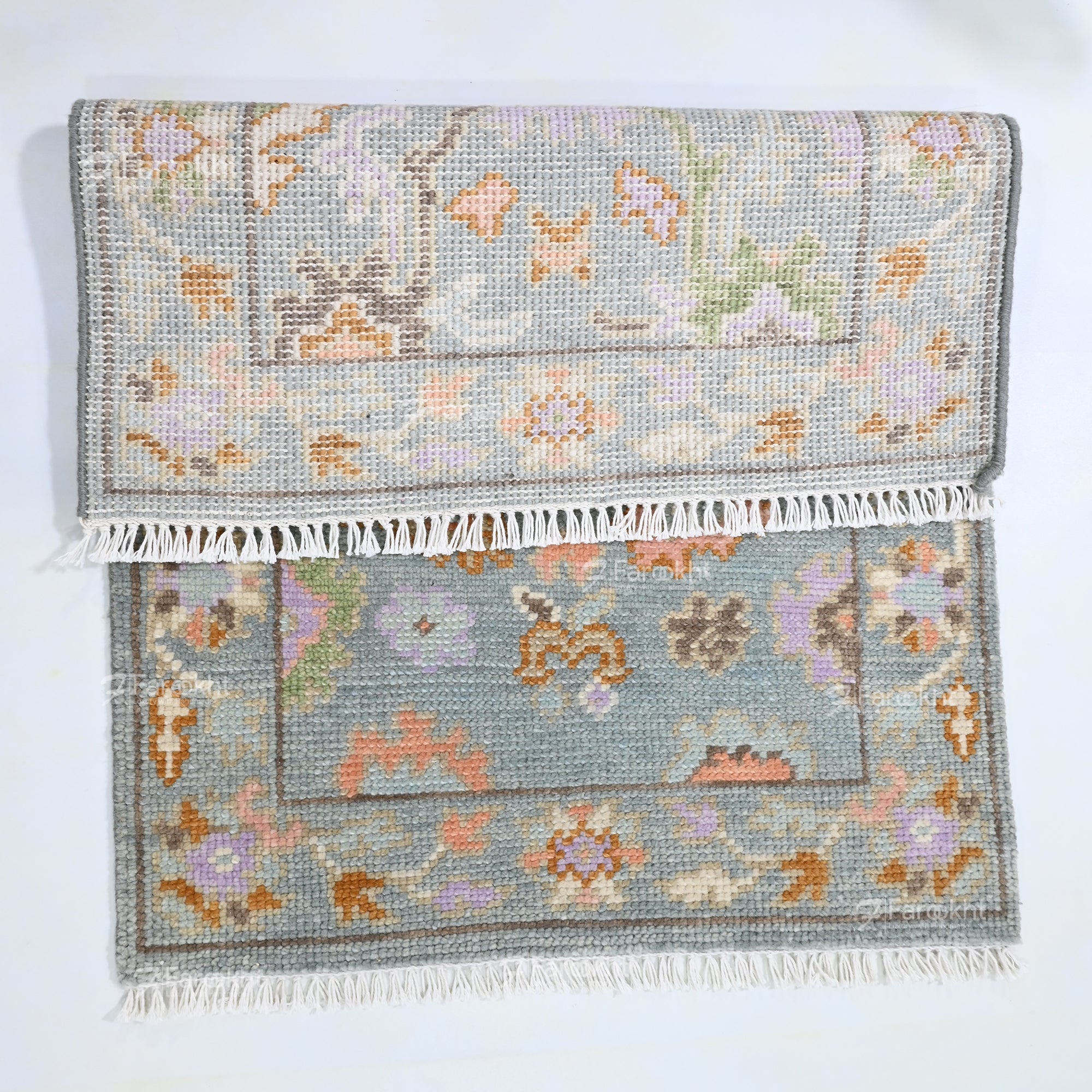 Hand Knotted Oushak Carpet and Rugs 020