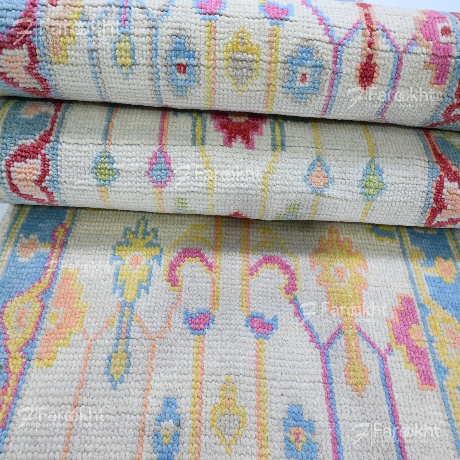 Luxury handmade multicolor floral wool rug