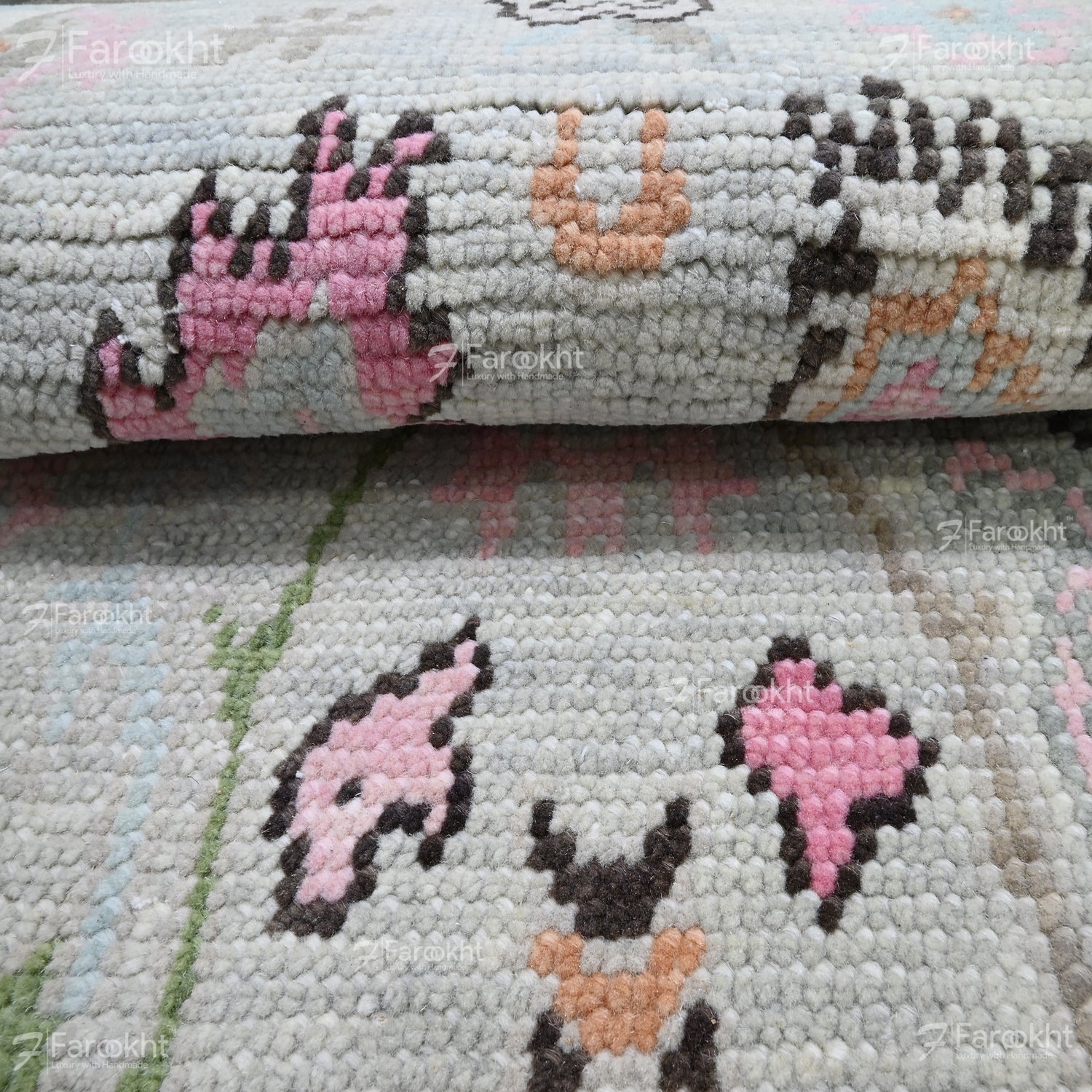 Hand Knotted Oushak Carpet and Rugs 025