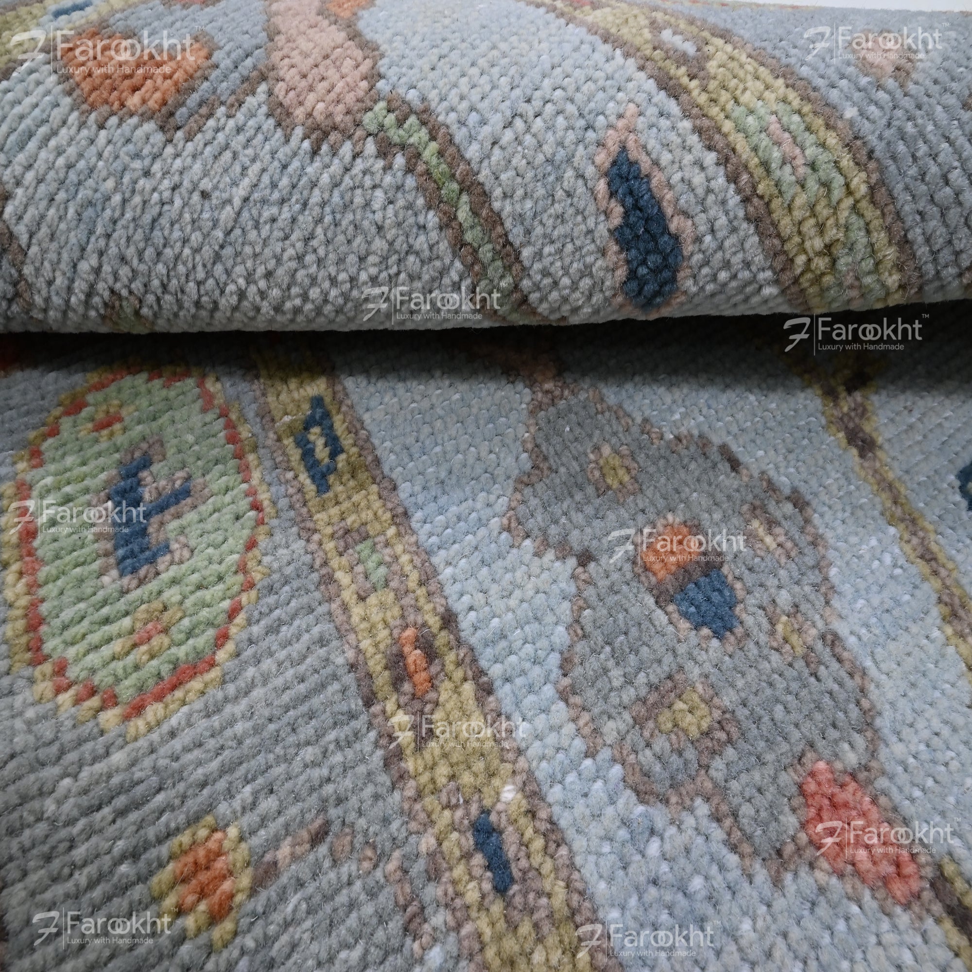 Hand Knotted Oushak Carpet and Rugs 028