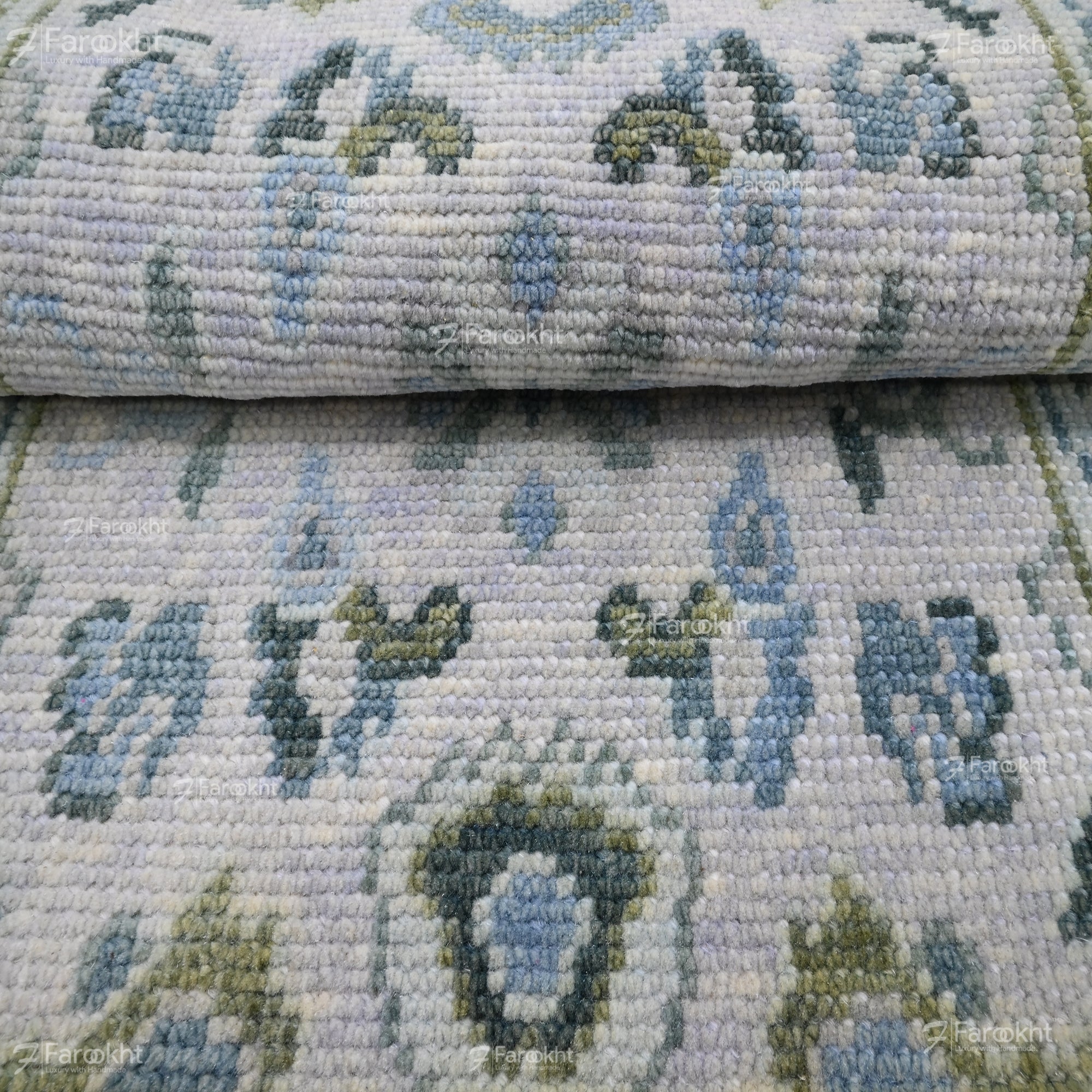 Hand Knotted Oushak Carpet and Rugs 016