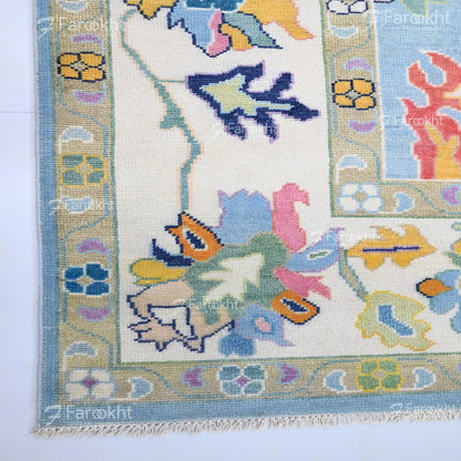 Colorful floral-patterned rug with &