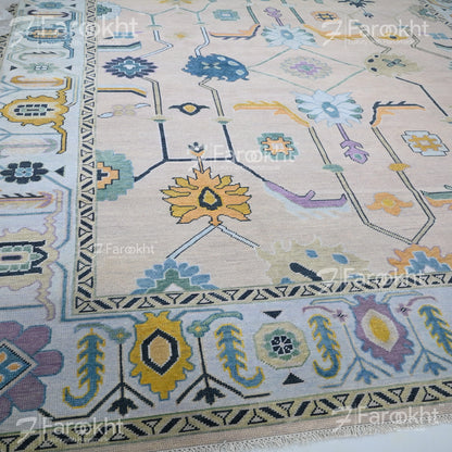 Hand Knotted Oushak Carpet and Rugs 07