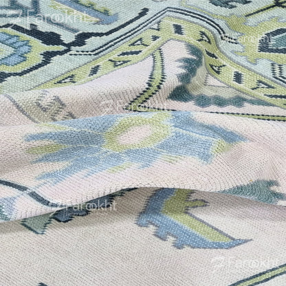 Green Hand Knotted Oushak Rugs and Carpets