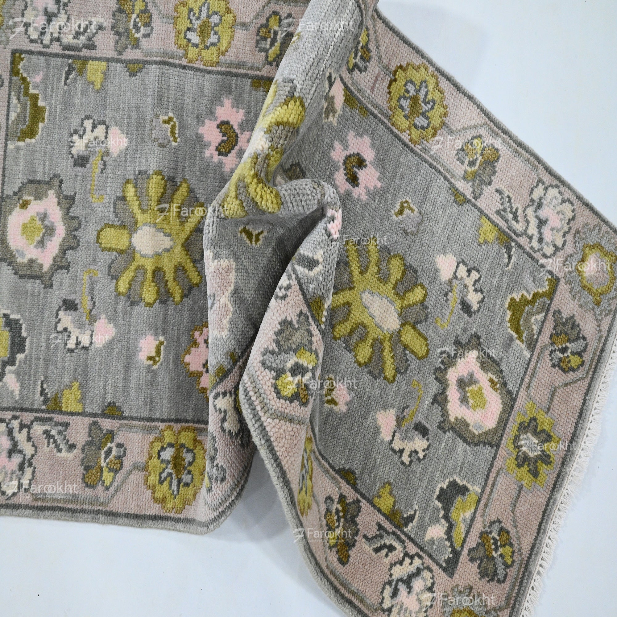 Decorative rug with floral pattern on a white background