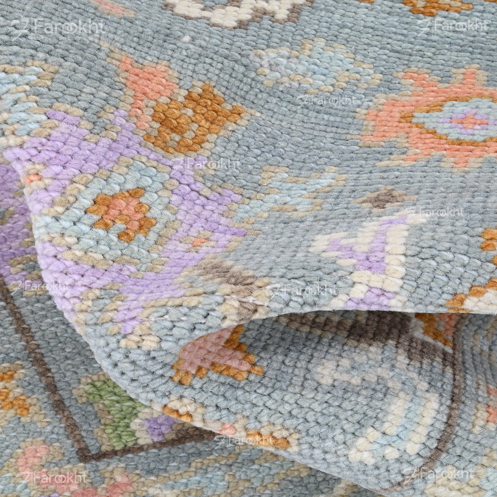 Hand Knotted Oushak Carpet and Rugs 020