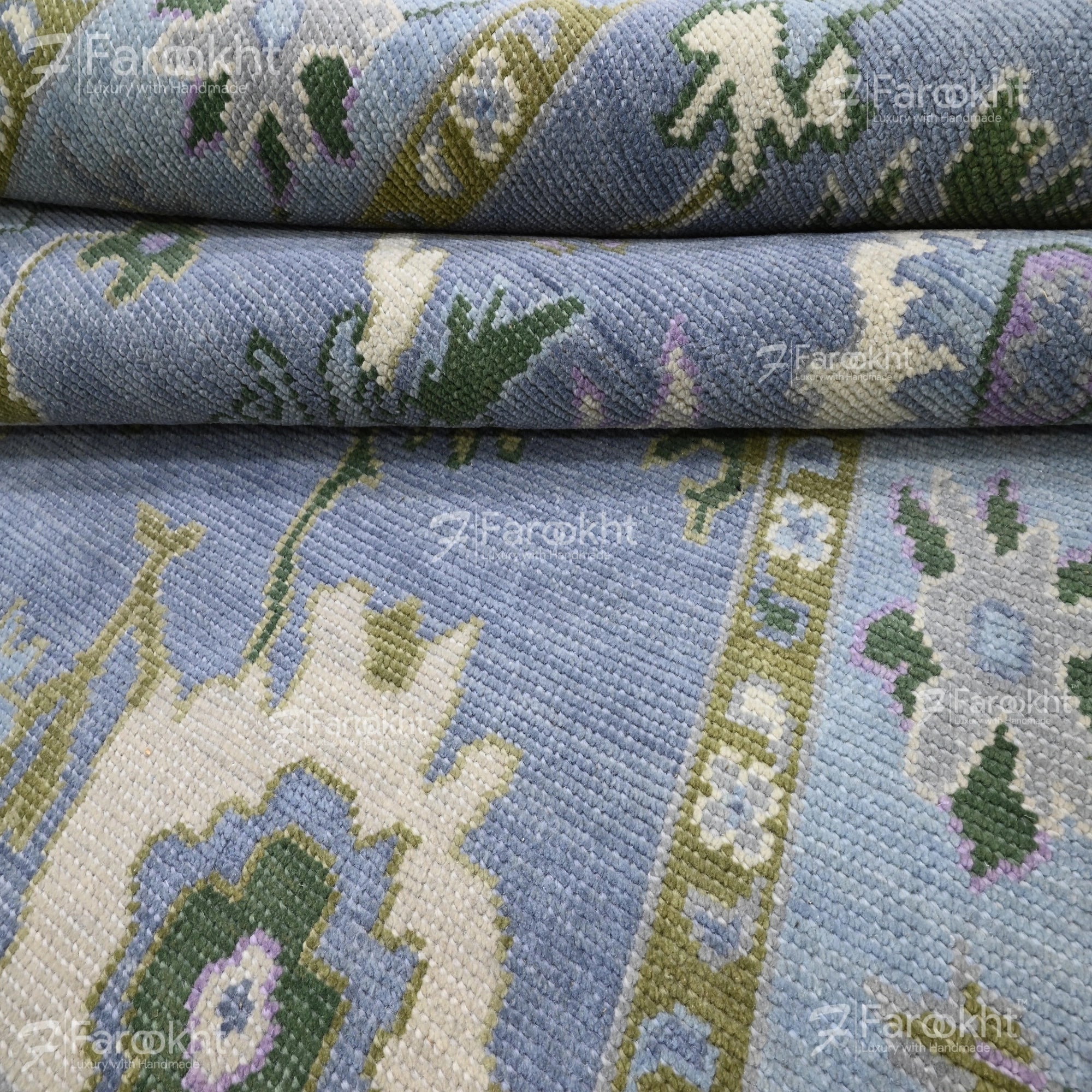 Hand Knotted Oushak Carpet and Rugs 08