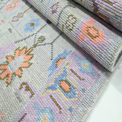 small pastel rug hand-knotted wool blend