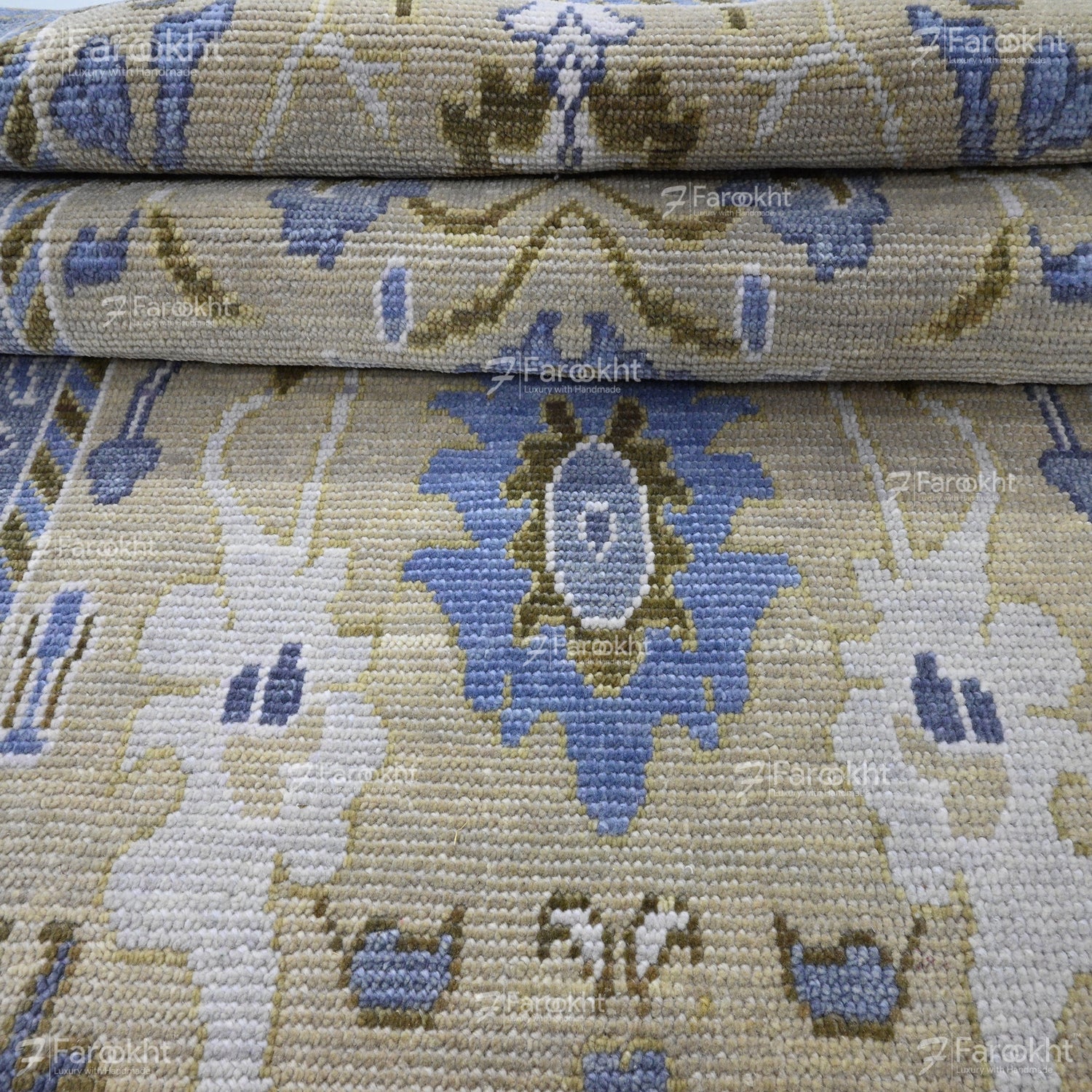 Hand Knotted Oushak Carpet and Rugs 035