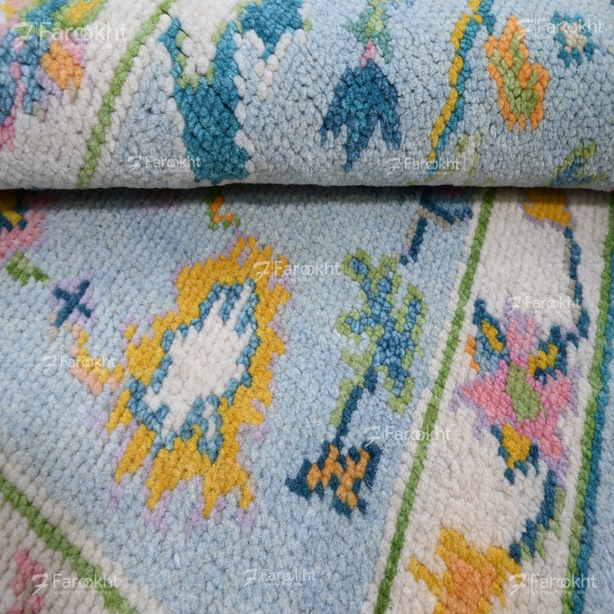 Hand Knotted Oushak Carpet and Rugs 015