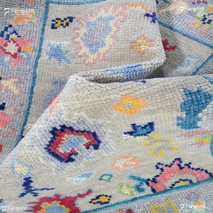 Hand Knotted Oushak Carpet and Rugs 022
