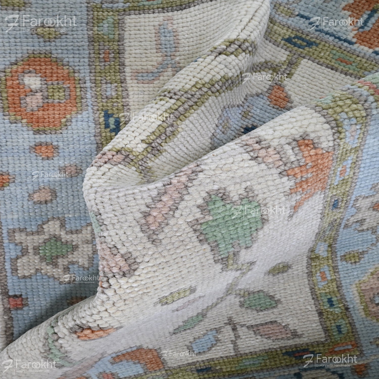 Hand Knotted Oushak Carpet and Rugs 027