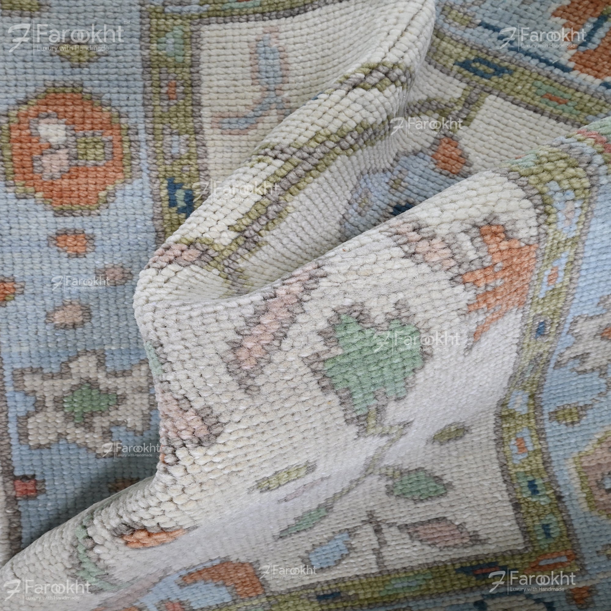 Hand Knotted Oushak Carpet and Rugs 027