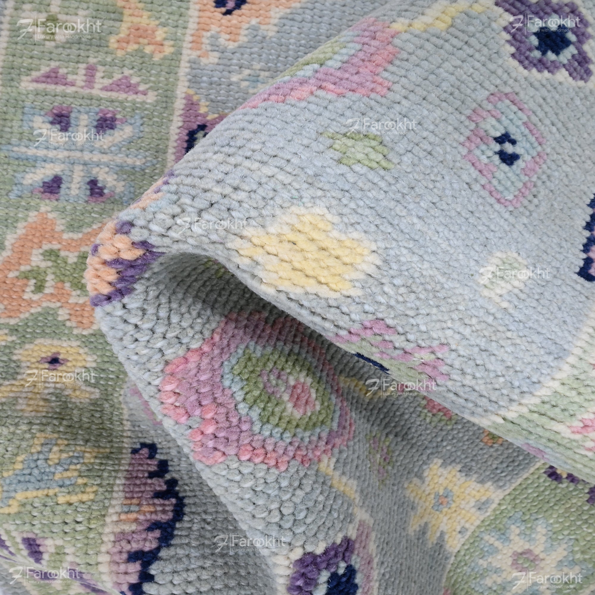 Hand Knotted Oushak Carpet and Rugs 021