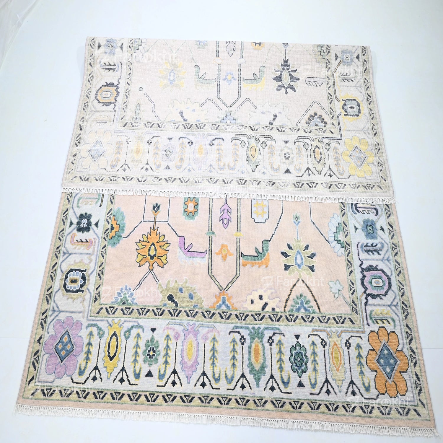 Hand Knotted Oushak Carpet and Rugs 07