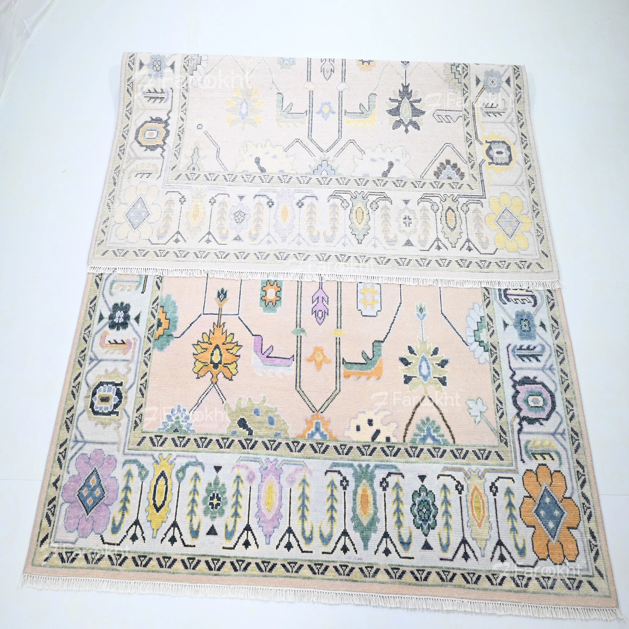 Hand Knotted Oushak Carpet and Rugs 07