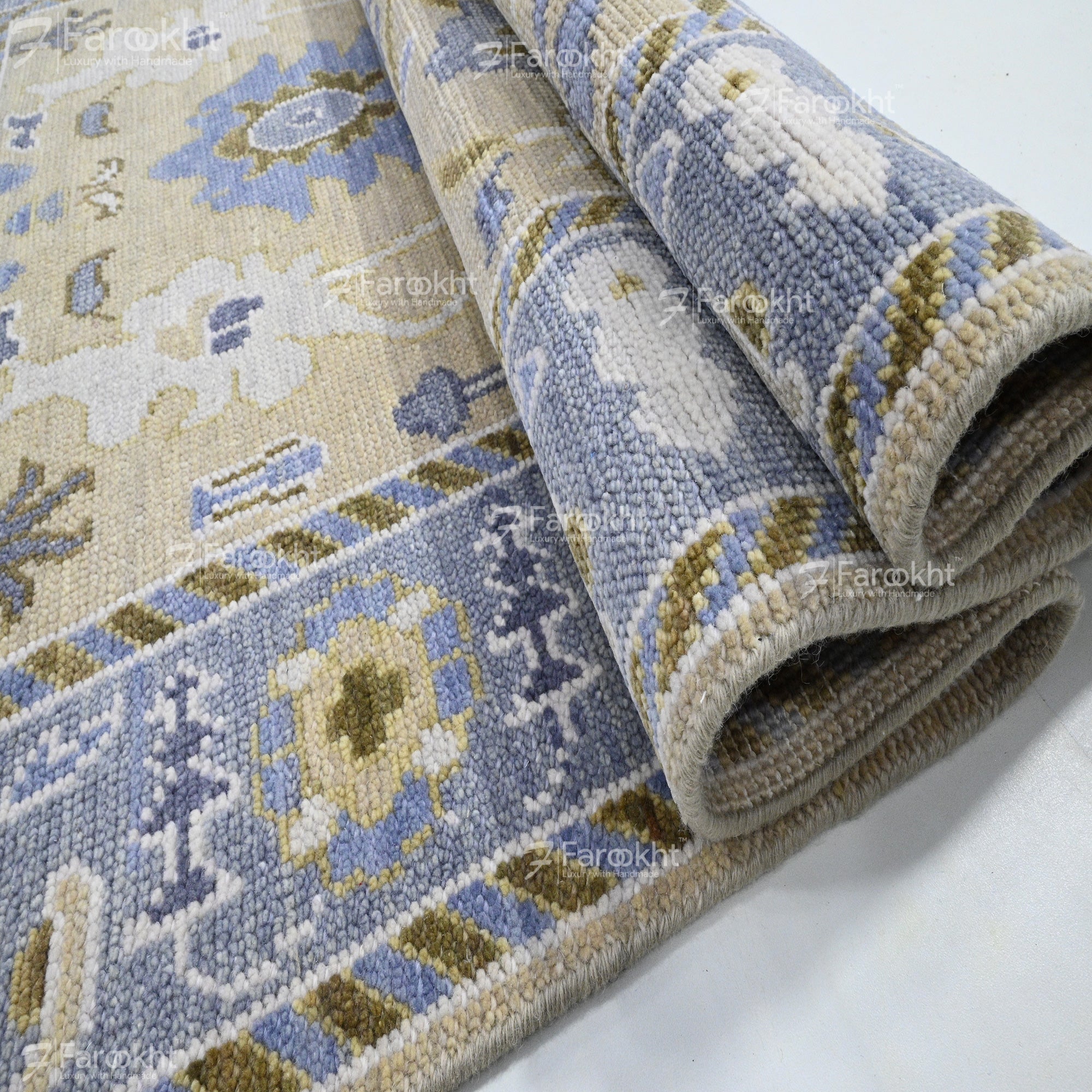 Hand Knotted Oushak Carpet and Rugs 035