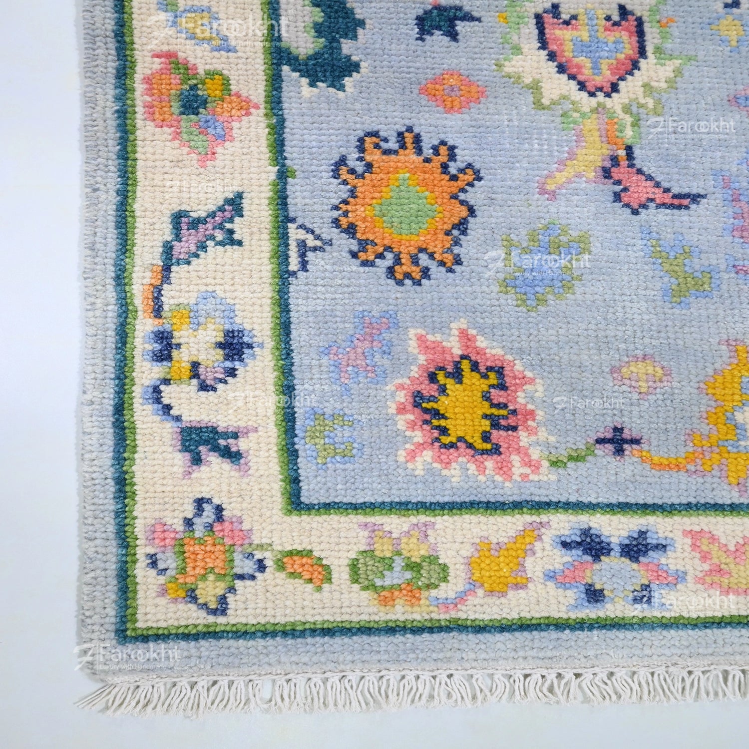 Hand Knotted Oushak Carpet and Rugs 011