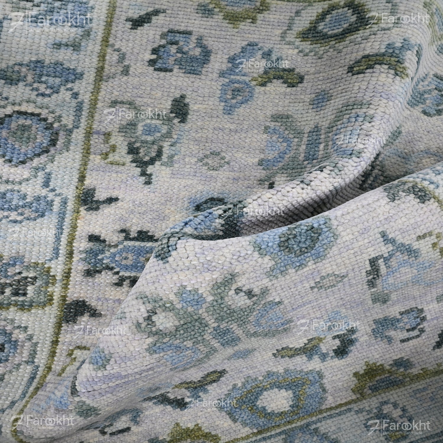 Hand Knotted Oushak Carpet and Rugs 016