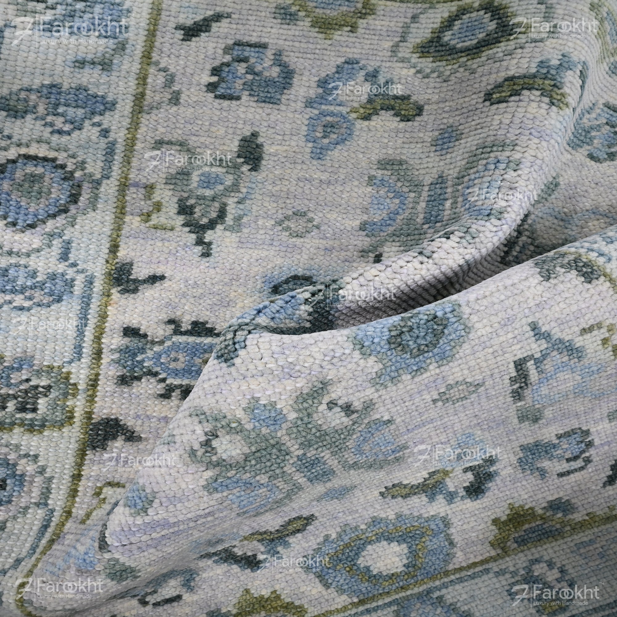 Hand Knotted Oushak Carpet and Rugs 016