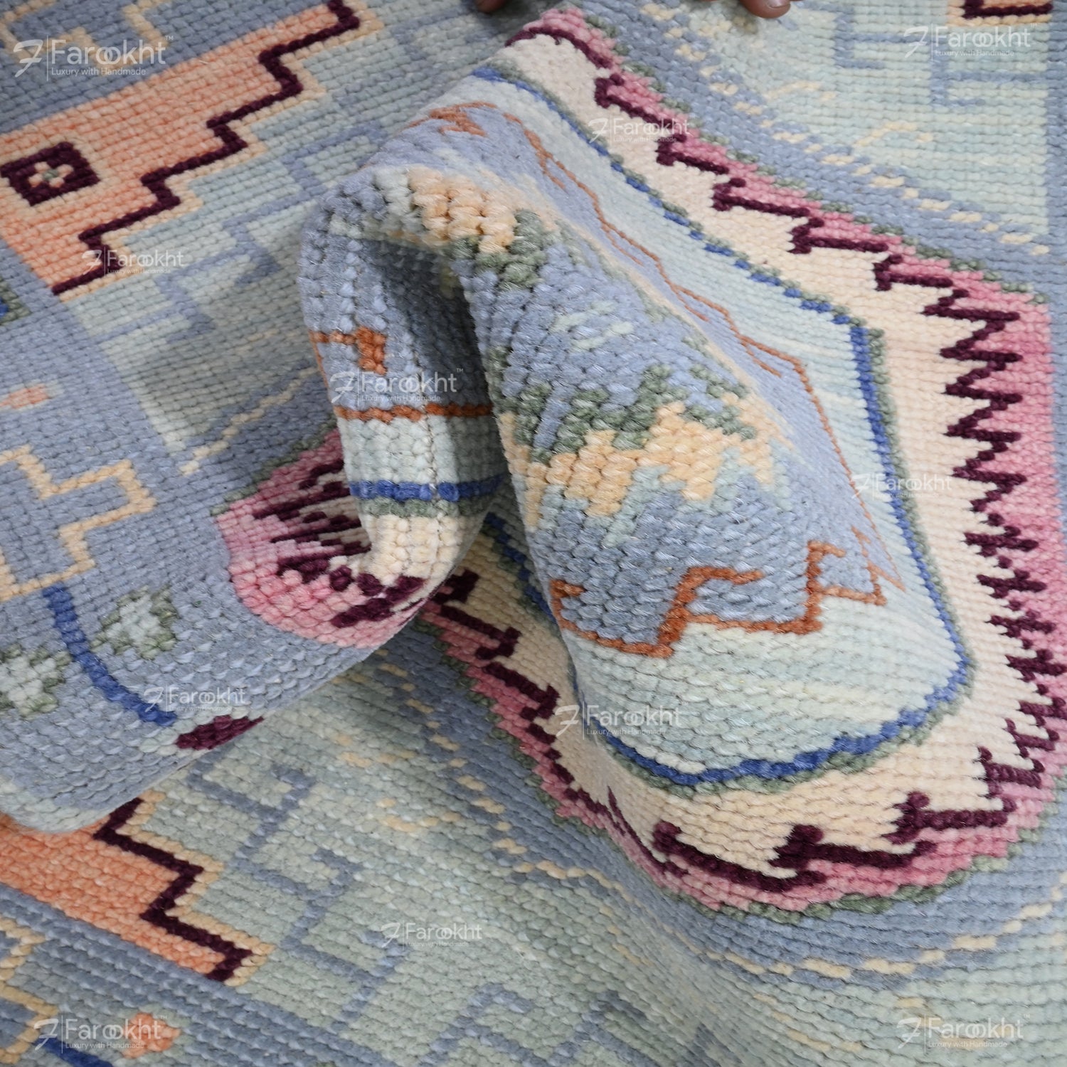 Hand Knotted Oushak Carpet and Rugs 018