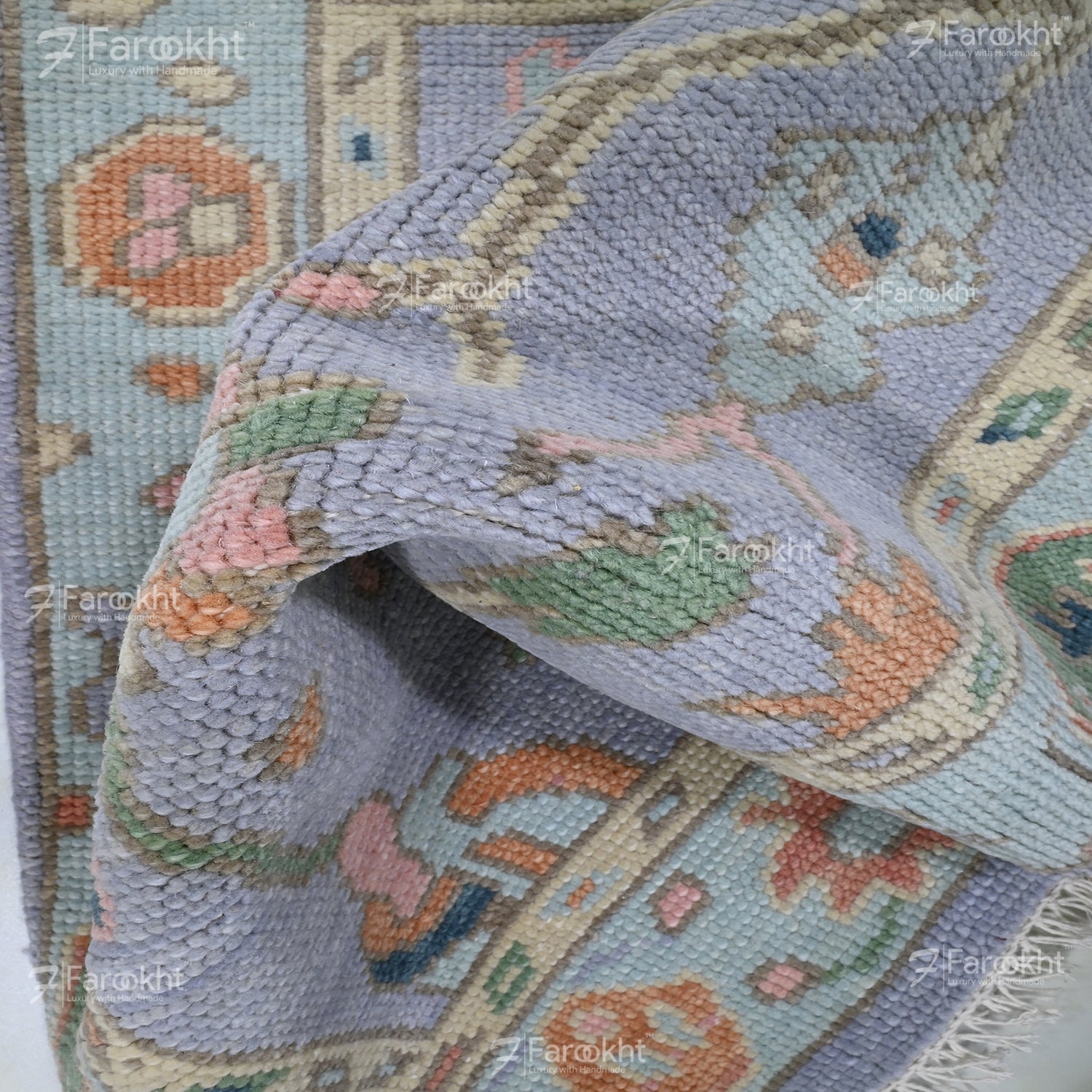 Hand Knotted Oushak Carpet and Rugs 029