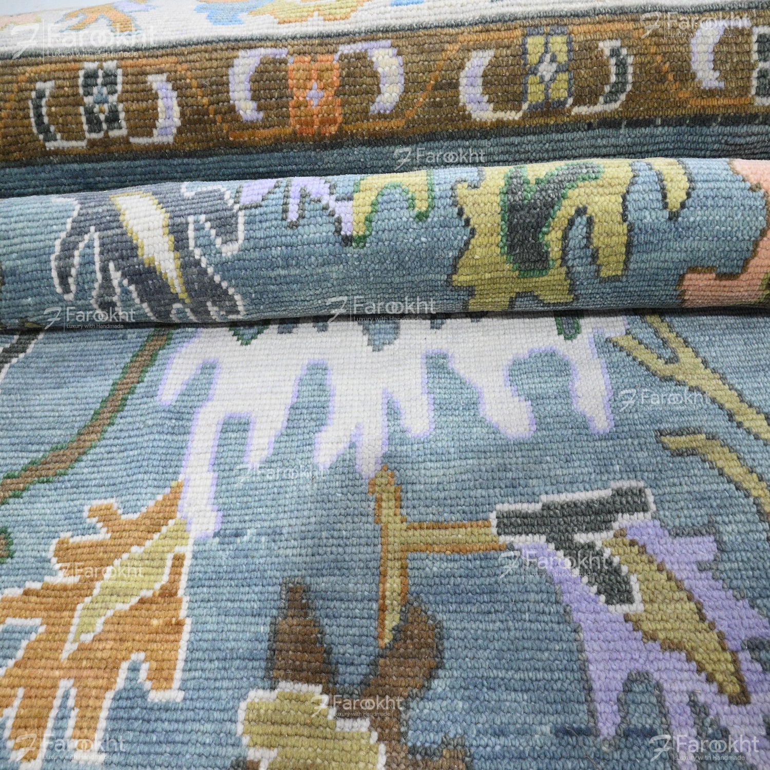 Hand Knotted Oushak Carpet and Rugs 034