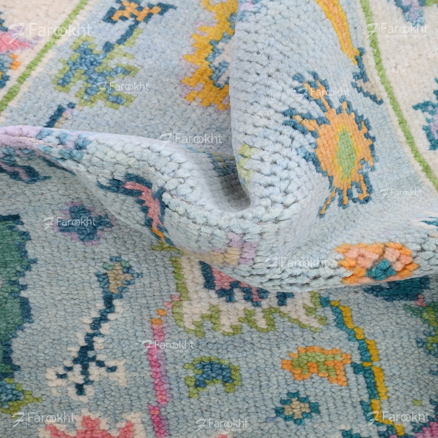 Hand Knotted Oushak Carpet and Rugs 015